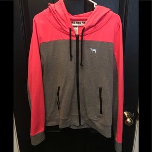 Pink zipper hoodie with pockets